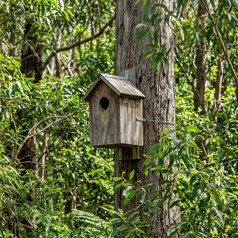 Animal nesting box installed as a humane alternative to a Bundoora roof cavity