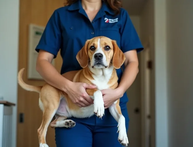 Technician respectfully transporting a deceased dog in Bundoora